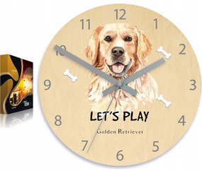 Zegar na ścianę cichy do pokoju dziecięcego drewniany nowoczesny piesek