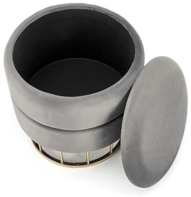 MINTY pufa ze schowkiem popielaty złoty chrom elegancka nowoczesna wygodna