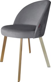 Krzesło TRIX tkanina Welur noga metalowa : Kolor nogi - Złota profil, Kolor tkaniny - VELVET - BL14, Typ siedziska - Siedzisko stałe