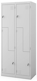 Szafa socjalna BHP na odzież czterokomorowa JULIA, 800 x 1850 x 450 mm, szara