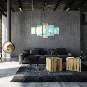 Obraz - Niebieskie koła na akwareli (125x70 cm)