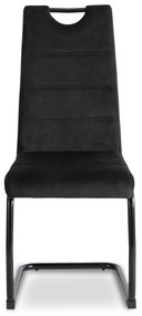 Krzesło Tapicerowane LOPEZ Czarne Na Płozach Welurowe Nowoczesne