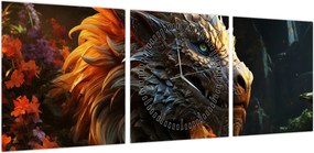 Obraz - Smok (z zegarem) (90x30 cm)