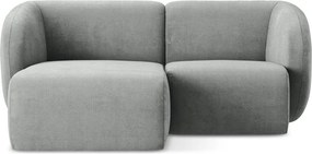 Szary narożnik z tkaniny szenilowej (lewostronny/z szezlongiem) Lani – Makamii