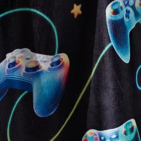 Czarno-niebieski koc dziecięcy z mikropluszu 130x170 cm Gamer – Catherine Lansfield