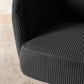 Krzesło Tapicerowane Obrotowe do Salonu CITY Czarne Sztruksowe Loft