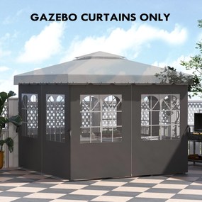 Outsunny Boczne ścianki do pawilonu, 4 panele boczne do pawilonu ogrodowego, z zamkiem błyskawicznym, pawilon 3 x 4 m, ciemnoszary