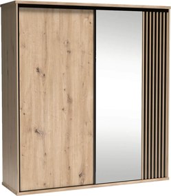 Szafa Przesuwna ALMERIA 199 cm z Lustrem Szafa Trzydrzwiowa Dąb artisan