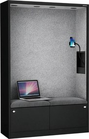 Szafa akustyczna do biura i szkoły Sally MentalBox, 115 x 40 x 185 cm, czarny/szary