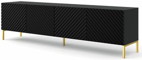 Szafka rtv z frontem 3D czarny mat + złote nóżki - Resa 7X