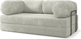 Masseno Sofa piankowa ALVIO z funkcją spania, Kanapa z pianki do salonu, Bezmontażowa, Tkanina sztruksowa – Jasnoszary TILIA 83