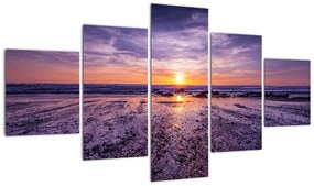Obraz plaży - zachód słońca (125x70 cm)