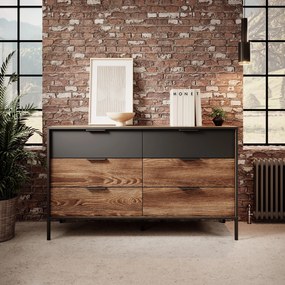 Komoda MILANO 137 cm do Salonu Sypialni 6 Szuflad Odcienie brązu