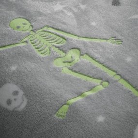 Szara fluorescencyjna pościel dziecięca jednoosobowa z mikropluszu 135x200 cm Halloween Skeleton – Catherine Lansfield