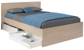 Łóżko z 2 szufladami 140 x 190 cm - Kolory: Naturalny i biały z połyskiem + stelaż - VELONA