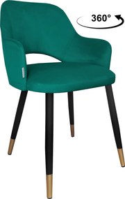 Krzesło Milano tkanina Welur noga metalowa : Kolor nogi - Czano-złota stożek, Kolor tkaniny - VELVET - MG20, Typ siedziska - Siedzisko obrotowe 360°