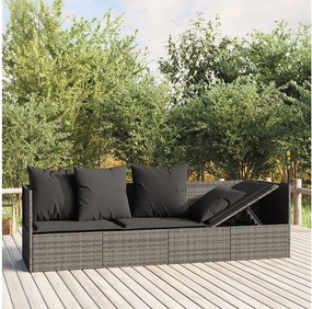 Zewnętrzne łóżko w salonie Szary pleciony z poduszkami - Elastyczny i wygodny design