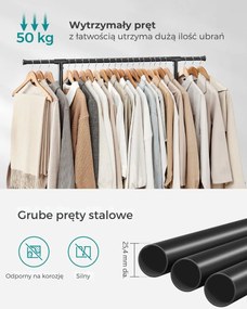 Stojak na ubrania dwupoziomowy JASON, 101-165x49x113-180cm, czarny SongmicsHome