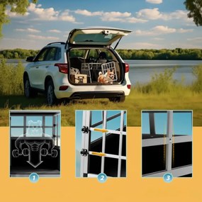 Transporter dla psa BRUNO, 89x70x51cm, srebrna/czarna Cadoca