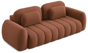 Rozkładana sofa z materiału bouclé ze schowkiem w kolorze terakoty 266 cm Pele – Makamii