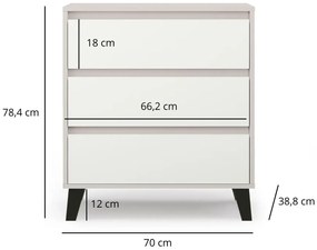 Komoda z 3 szufladami do przechowywania kaszmir + biały P4-K80