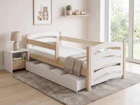 Łóżko dziecięce MELA 80 x 160 cm białe/sosna Stelaż: Ze stelażem listwowym rolowanym elastycznym, Materac: Materac EASYSOFT 10 cm