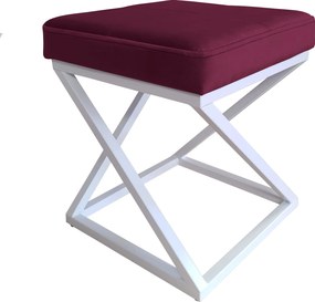 Pufa ZOA tkanina Welur loft ławka podnóżek metal : Kolor Stelaża - Biały, Kolor tkaniny - VELVET - MG02, Typ tkaniny - Velvet