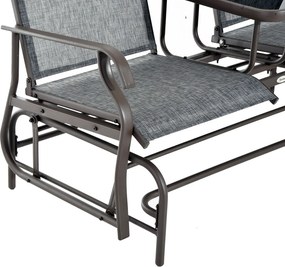 Metalowa ławka ogrodowa 2osobowa krzesło bujane z stołem huśtawka ogrodowa brązowa elegancja i komfort | Aosom PL