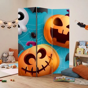 Parawan pokojowy 3-częściowy 135x172 Jednostronny dekoracyjny dziecięcy komiksowy Niebieski Wesoły Halloween