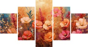 Obraz - Kwiaty łąkowe, malarstwo (125x70 cm)