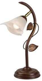 Ciemnobrązowa lampa stołowa ze szklanym kloszem (wys. 40 cm) Bluszcz – LAMKUR