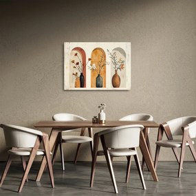Obraz na szkle - Wazony w łukach (70x50 cm)