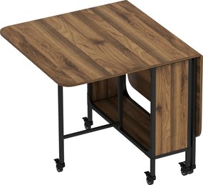 HOMCOM Mobilny Składany Stół, 2 Rozkładane Powierzchnie, 130 cm x 80 cm x 74 cm, Brązowy