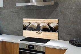 Panel szklany do Kuchni Butelki Wina w Skrzynce