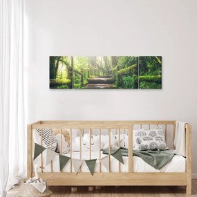 Obraz - drewniane schody w lesie (170x50 cm)