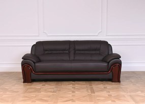 Skórzana kanapa gabinetowa 3-osobowa Palladio, wykonana ze skóry naturalnej, do wyboru kolor brązowy, czarny i kremowy. Wygodna sofa do biura. Klasyczny stylowy design. Meble gabinetowe Prestige.