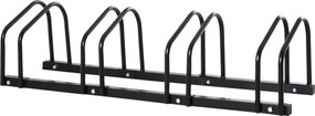 HOMCOM Stojak na 4 rowery Trwały i odporny na warunki atmosferyczne Montaż na ścianie lub podłodze Stal Srebrny 110x33x27cm | Aosom PL