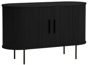 Czarna komoda w dekorze dębu z drzwiami przesuwnymi 120x76x45 cm Nola – Unique Furniture