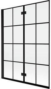 Mexen Mist parawan nawannowy 2-skrzydłowy lewy 130 x 150 cm, czarna kratka, czarny - 8A9-130-002-70-77-L