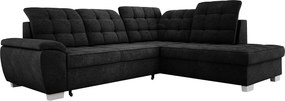 Narożnik LOTTA w tkaninie ASTI, 258x212cm – elegancki design, funkcja spania i pojemny schowek, układ prawy, kolor: CZARNY