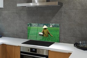 Szklany Panel Człowiek Odpoczywający na Trawie