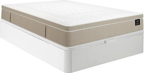 Zestaw 160 x 200 cm stelaż ze skrzynią  biały + materac hybrydowy z kieszeniowymi sprężynami 7 stref i żelem z pamięcią kształtu gr.28cm - CIREVA od YSMÉE