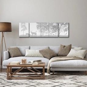 Obraz - Łąka z jeleniami (170x50 cm)