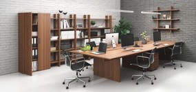 Kontener biurowy mobilny SOLID, 3 szuflady, orzech