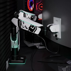Uchwyt regulowany na 2 monitory 35 cali RGB Diablo X-Arm Dual, biało-czarny