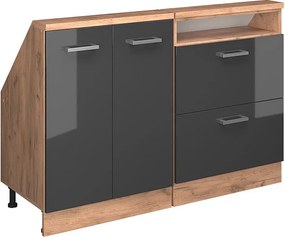 Zestaw szafek na dach skośny antracytowy wysoki połysk/złoty dąb power 120x46x81.6 rion