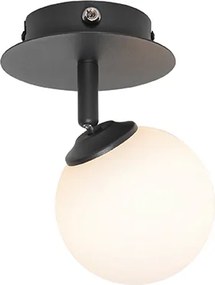 Nowoczesny reflektor czarny z opalowym szkłem i przełącznikiem - Athens