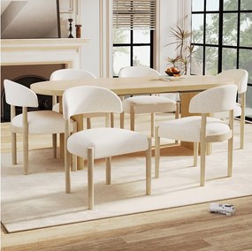 Zestaw 6 krzeseł do jadalni z litego drewna - 58 x 58 x 78 cm - styl nowoczesny - oddychające - wykończenie kręcone - naturalne