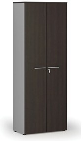 Szafa biurowa z drzwiami PRIMO GRAY, 800 x 420 x 2128 mm, szary/wenge