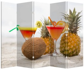 Parawan - Ananasy i szklanki na plaży (210x170 cm)